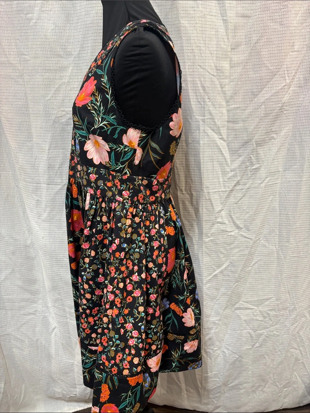 Girls' Black Floral V-Neck Dress